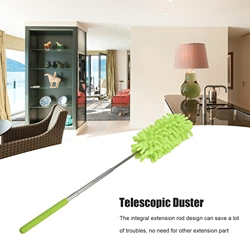 Microfiber Extendable Hand Dusters Washable Dusting Brush Telescopic Duster Handheld Dust Remover Stainless Steel for Floor Desk Cabinet Cupboard Cleaning Green - Image 7