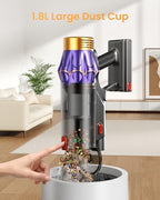 Cordless Vacuum Cleaner, 650W/60KPA/70 Mins Vacuum Cleaners for Home with Self-Standing, Anti-Tangle Vacuum Cordless, Smart Display and 1.8L Cup Cordless Stick Vacuum Cleaner for Pet Hair/Carpets - Image 6
