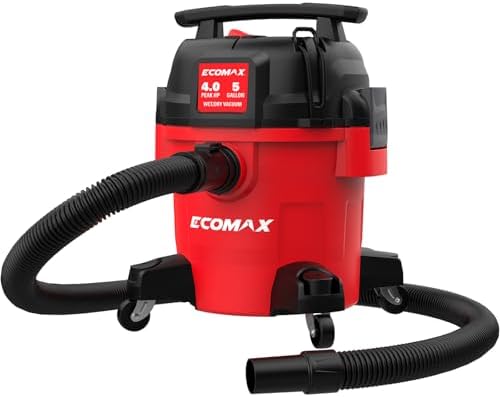 ECOMAX Ultra Quiet Shop Vacuum Wet and Dry 5 Gallon 4 HP by Ecomax