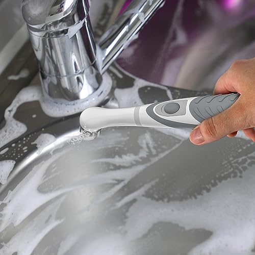 Electric Cleaning Brush with 4 in 1 Multiple Brush Heads, Indoor Household Cordless Motorized Brush for Bathroom Toilet Kitchen Tile Crevice(Grey) - Image 6