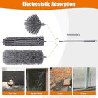 4 Pcs Microfiber Cobweb Duster with 100-inch Extendable Pole, Washable and Reusable Feather Cleaning Duster Kit with 3 Duster Heads,Dusters for Cleaning with Telescopic Pole for High Ceiling Fan - Image 3