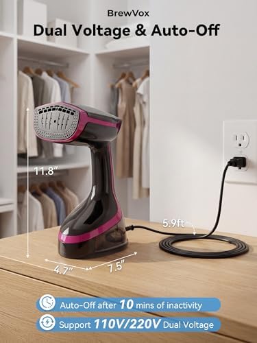 Handheld Steamer for Clothes, 5000Pa Suction Vacuum Steamer & Iron for Garment Grip, Wrinkle Remove, 12 Oz Large Tank, Travel Dual Voltage - Image 5