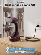 Handheld Steamer for Clothes, 5000Pa Suction Vacuum Steamer & Iron for Garment Grip, Wrinkle Remove, 12 Oz Large Tank, Travel Dual Voltage - Image 5