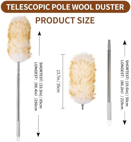 Lambswool Duster for Cleaning with Non-Slip Handle 98.4" Removable Retractable Feather Duster for Cleaning Ceiling Fans Window Blinds Interior Roof Furniture(1PCS) - Image 2
