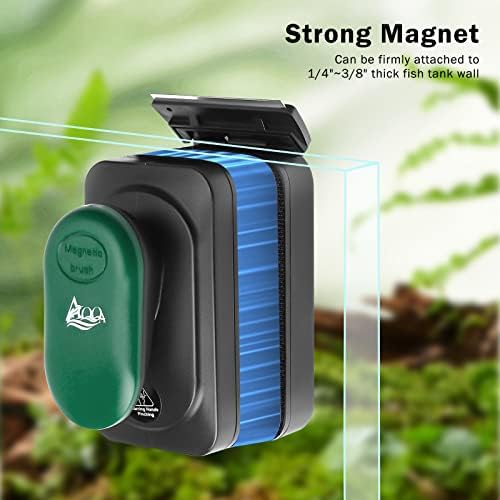 AQQA Aquarium Strong Magnetic Cleaner Brush, Fish Tank Glass Algae Magnet Cleaning Tool Floating Cleaner Scrubber Brush with 2 Detachable Scraper (Green,L) - Image 3