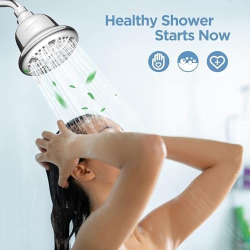 MakeFit Filtered Shower Head with Upgraded Activated Carbon Filter - High Pressure Shower Head with Hard Water Softener - 7 Settings Bathroom Rain Showerhead to Remove Chlorine and Heavy Metals - Image 7