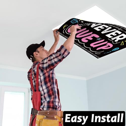 6Pcs Inspirational Fluorescent Light Covers for Classroom Ceiling Light 4x2Ft Motivational Word Magnetic Lights Cover Filter Easy Install for Back to School Office Hospital Ceiling Supply (Blackboard) - Image 6