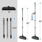ITTAR Floor Scrub Brush with 55" Long Handle, 10" Wide Stiff Bristles Deck Brush, Stainsless Steel Pole Heavy-Duty Cleaning Brush, 2-in-1 Scrubber with Ruber Squeegee for Deck, Patio, Pool, Tile, Wall - Image 5