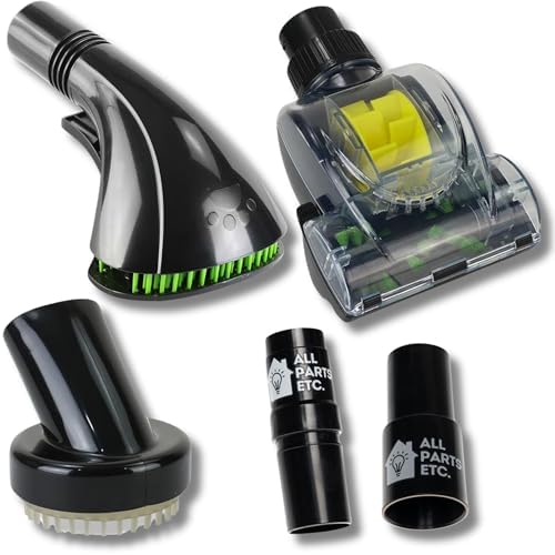 Vacuum Pet Brush Attachment Kit 5-Pack – Dog Grooming Tools with Turbo Brush, Massage Nozzle & 2 Adapters – Fits 1.25", 1.5", 1-3/8" Hoses – Compatible with Shop Vac, Shark, Miele, Bissell & More by ALLPARTSETC