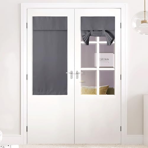 NICETOWN Grey Blackout French Door Curtain for Small Half Window by NICETOWN