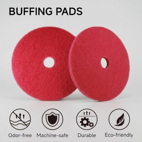 20 Inch Red Floor Buffer Pads, Medium Duty Scrubbing & Buffing Floor Pads, ≥2.3cm Thick Commercial Daily Cleaning Pads for Floor Machines (5-Pack) - Image 4