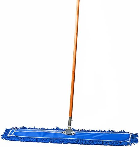 36 Inch Blue Commercial Dust Mop & Floor Sweeper – Wood Handle Floor Mop for Tile, Hardwood & Concrete by TidyTools