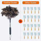 Ostrich Feather Duster for Electronics, Keyboard – Soft Dusting Tool for Screen, Fragile Items, Office, Home Cleaning (A12- Black Handle) - Image 2