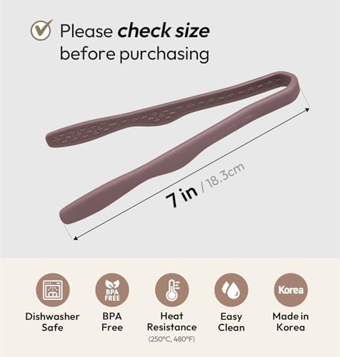 carrotez Mini Silicone Toaster Tongs, Anti-Slip,Non-Scratch Mini Tongs 7inch - Cocoa - Image 2