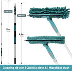 TelesPro 20 Feet High Reach Window Squeegee with 5-12Ft Extension Pole, Window Cleaner Tool with 3-Stage Telescoping Pole, Window Cleaning Kit with Rotatable Head (2 Squeegee & 2 Microfibre Cloths) - Image 3