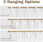 jinchan Linen Pinch Pleated Back Tab Tier Curtains, 38x45, White - Image 5