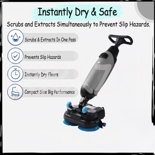 17" Automatic Floor Scrubber,17" Portable Commercial Scrubber,Compact Walk Behind Commercial Floor Scrubber Dryer, Industrial Commercial Floor Scrubber, for Home, Office & Bathroom Orange - Image 2