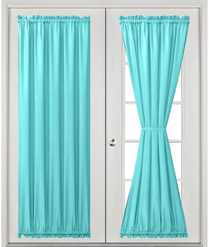 Hiasan French Door Curtains Privacy, Aqua, 52W x 72L, 1 Panel - Image 2
