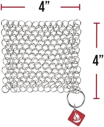 Knapp Made CM Scrubber 4" x 4" Small Ring Chainmail Cast Iron Scrubber, Premium Stainless Steel Mesh Cleaner for Pre-Seasoned Pans, Dutch Ovens, Grills and Skillets - Image 2