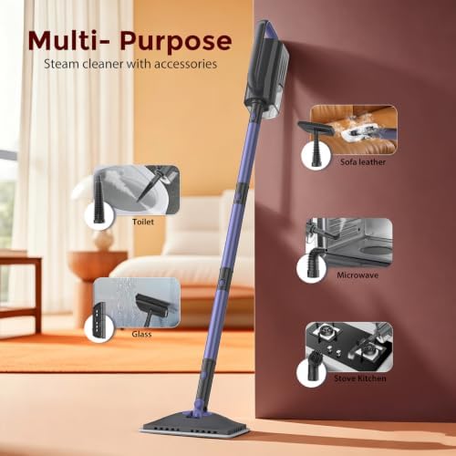 Lightweight 6-in-1 Steam Mop with Detachable Handheld Steamer Professional 350MLTank 23FT Cord for sealed Hard Floors, Marble, Stone, Furniture, Wall(Lavender) - Image 4