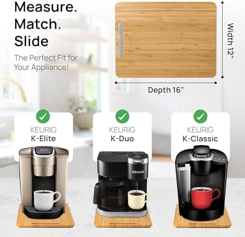 Ibyx Appliance Slider, Sliding Tray for Coffee Maker, 12 x 16 in, Natural - Image 5