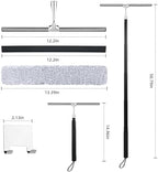 Toncoke 2 in 1 Window Squeegee, Shower Squeegee Window Cleaning Kit with Extension Pole Long Handle Squeegee for Shower Glass Floor Bathroom Home Outdoor, 12 inch Wide, Black - Image 2
