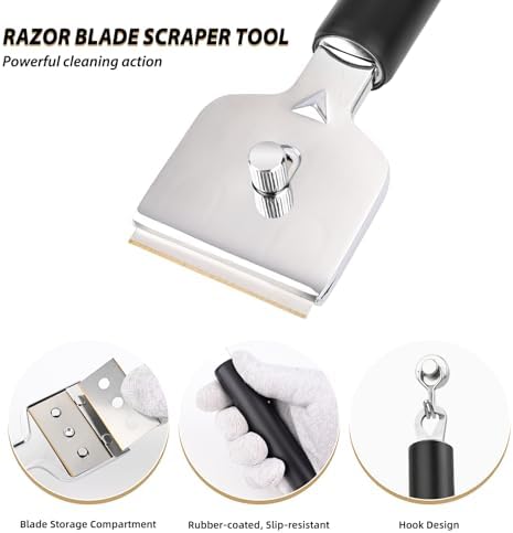 EHDIS 1.5" Plastic Razor Scraper Tool with Ceramic Hob Scraper with 10pcs Titanium Coated Blades - Image 6