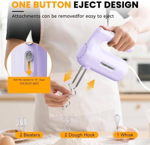 Lord Eagle 5-Speed Hand Mixer Electric With 4 Mixing Bowls Set - Image 7