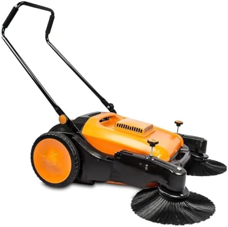 RT980S 38" Outdoor and Indoor Manual Push Floor Sweeper with Triple Brushes, 12-gal Waste Container, 38,000 Square Feet per Hour, Walk-Behind Industrial and Commercial Floor Sweeper by SUNMAX