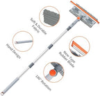 6.4FT Extendable 2-in-1 Window Squeegee & Scrubber with Long Handle, 180° Adjustable Head, Streak-Free Silicone Blade, Multi-Purpose Glass Cleaning Tool for High Windows, Mirrors & Car Windshields - Image 6