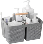 rejomiik Portable Shower Caddy Basket Plastic Cleaning Caddy Organizer Storage Tote with Handle for Bathroom, College, Dorm Room Essentials, Gray by rejomiik