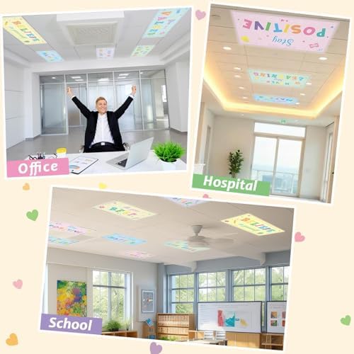 Wiooffen 8 PCS Colorful Fluorescent Light Covers for Classroom Ceiling Light 4x2ft Magnetic Lights Cover Filter Easy Install for Back To School Classroom Office Hospital Ceiling Supplies (Candy color) - Image 5