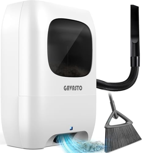 GAVASTO Pro Touchless Vacuum Automatic Dustpan - Ultra Fast & Powerful - Great for Sweeping Salon Pet Hair Food Dirt Kitchen, Canister Vacuum Cleaner Trash Can, Bagless, Auto Sensors, 1500 Watt-White by GAVASTO