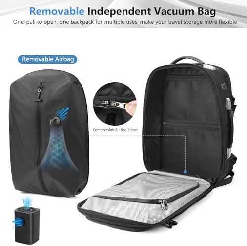 POSO Vacuum Backpack Travel, 60L Expandable Vacuum Seal Backpack with Pump & Laptop Compartment (Fits 17") - Image 6