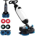 Battery Powered Walk Behind Mini Automatic Floor Scrubber Machine, Compact & Portable & Cordless, 17” Cleaning Width – Ideal for Small Commercial Spaces, Offices, Retail & More White by Unknown