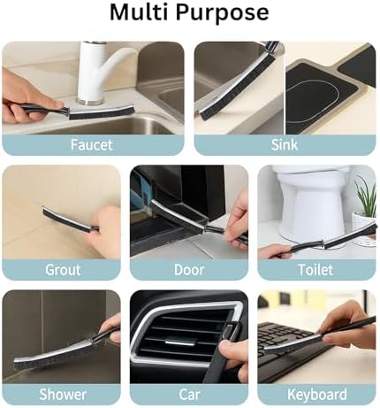 CrafTreat Hard Bristle Crevice Cleaning Brush – 6 Pack (Black) – Gap Scrub Brushes for Kitchen, Bathroom, Window Tracks, Grout, Car & Tight Spaces – Household Cleaning Tool - Image 4