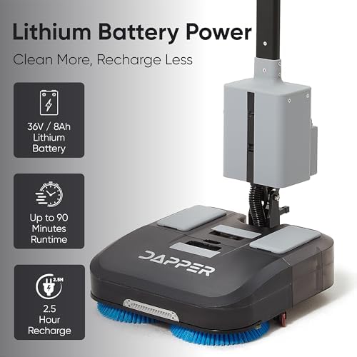 Battery Powered Walk Behind Mini Automatic Floor Scrubber Machine – Compact & Portable, 16” Cleaning Width, 1.5h Runtime, 3-Speed Brush – Ideal for Small Commercial Spaces, Offices, Retail - Image 3