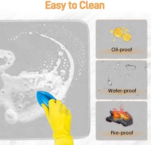 2 PCS Heat Resistant Mats for Countertop Air Fryer, 14x12in, Grey - Image 5