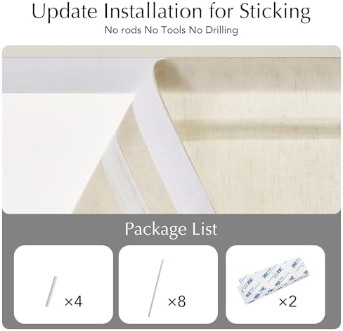 NICETOWN Natural Linen French Door Curtain No Drill Roman Shades for Windows, Solid Cordless Blinds for Farmhouse Door Window Covering with Light Filgtering, W22 x L64, 1Pc - Image 5