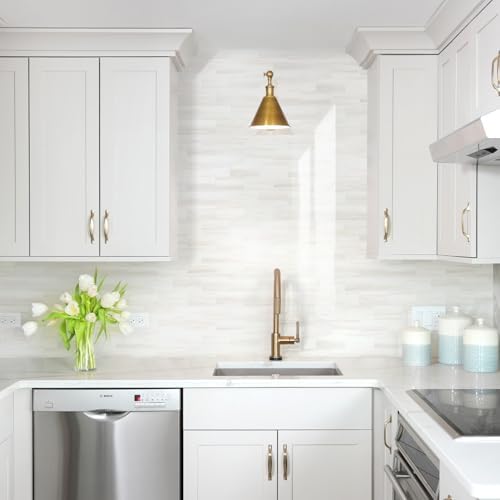 STICKGOO 10-Sheet Subway Tile Peel and Stick Wall Tiles, Seamless Design Polished Dolomite Kitchen Backsplash, PVC Stick on Tiles for Kitchen, Bathroom, RV, Fireplace - Image 6