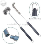 SUNRISE Fryer Brush with Long Handle (Stainless Steel with Plastic Handle, L and Double Brush) - Image 2