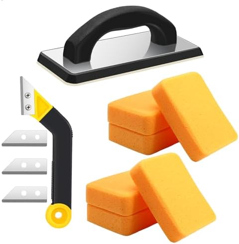 Blulu 11 Pcs Grout Float Set, Rubber Float, 6 Sponges, Angled Saw, Black by Blulu