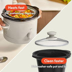 bella 1.5qt Manual Non-Toxic Slow Cooker with 3 Heat Settings, Oatmilk - Image 4