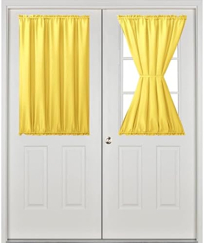 Hiasan French Door Curtains Privacy, Yellow, 52W x 40L, 1 Panel - Image 2