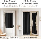 Vatge Front Door Curtains for Glass Window - Blackout Door Curtain Panel with Tieback for Living Room, 1 Panel, W25 x L54, Black - Image 4