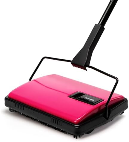 Manual Carpet Sweeper with Extra Roller,Non-Electric Pet Hair Remover by CLEANHOME