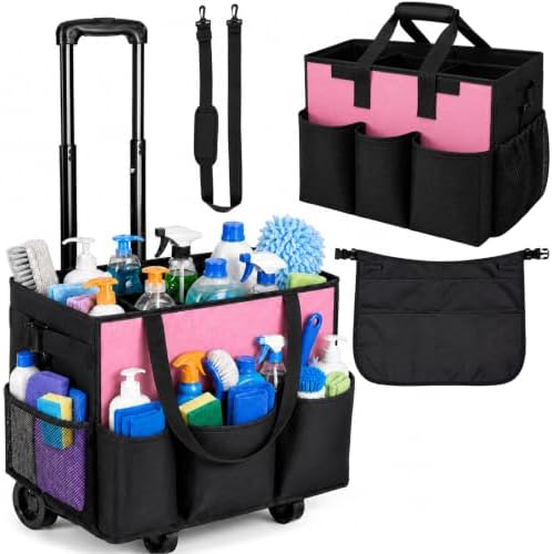 Cleaning Caddy with Wheels and Cleaning Apron, Built-in Hard Support Board by Unknown