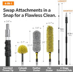 4-in-1 4-12Ft 4-Stage Telescoping Extension Pole Kit for Cleaning - Image 2