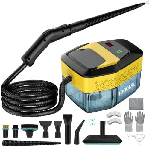 Steam Cleaner, Portable High Pressure Steamer for Cleaning with 18pcs ACC, 8s Heat-Up, 1.9QT Large Tank 3-Level Adjustable Handheld Steam Cleaner for Home Car Detailing, Grout, Bathroom, Furniture by Mixoo