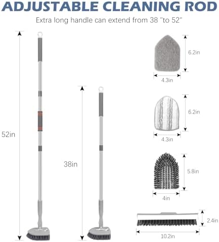 SetSail 4-in-1 Tile Tub Floor Scrubber with V-Shaped Grout Brush, Gray - Image 2